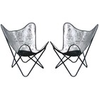 54HS Genuine Leather Butterfly Chair Folding Lounge Modern Sling Accent Seat