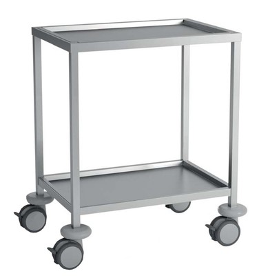 Instrumententisch mit Doppelrollen ICEline 950 x 650 x 1000 mm, 2 Ebenen