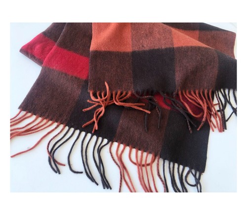 100% PURE WOOL Women Long Scarf Soft Pashmina Tassel Shawl Warm Camel Brown Wrap - Picture 11 of 13