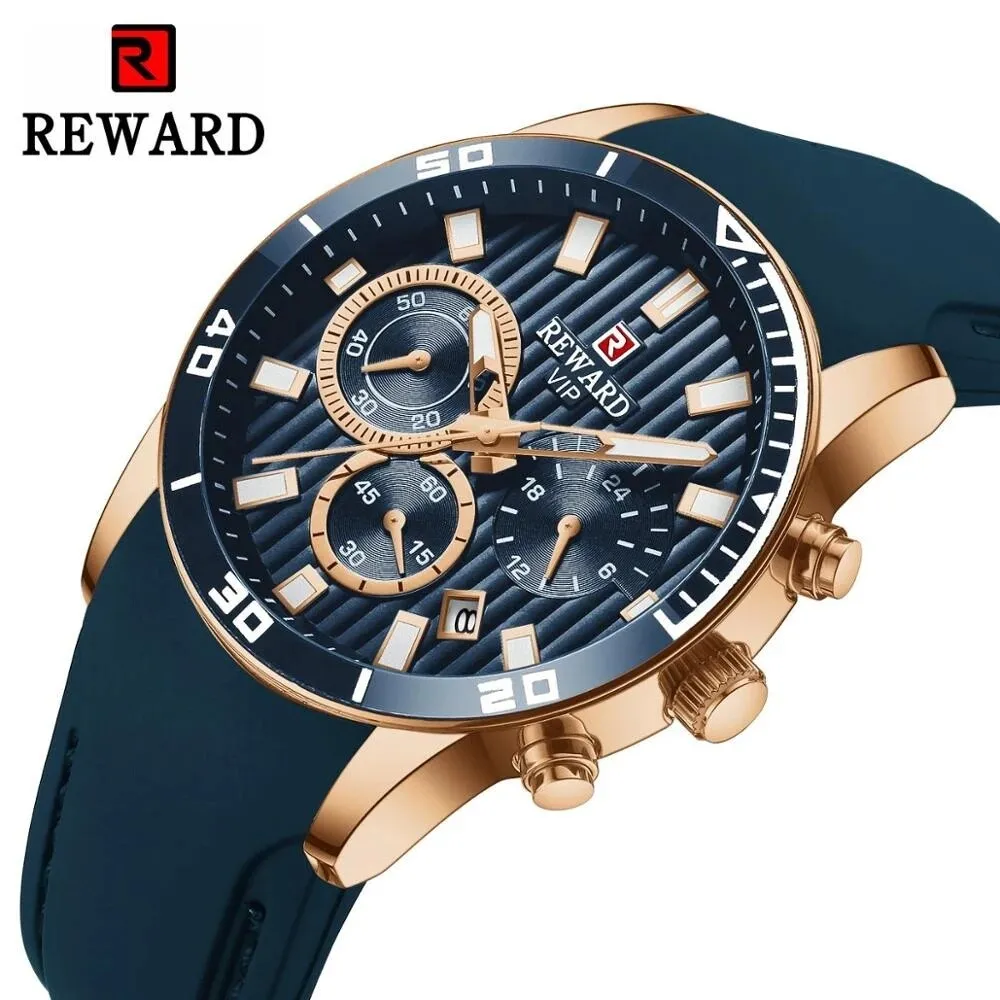 REWARD Watch Male New Luxury Brand Chronograph Clock Man Luminous Hands  Gold Watch Stainless Steel Strap Relogio Masculino - Walmart.com