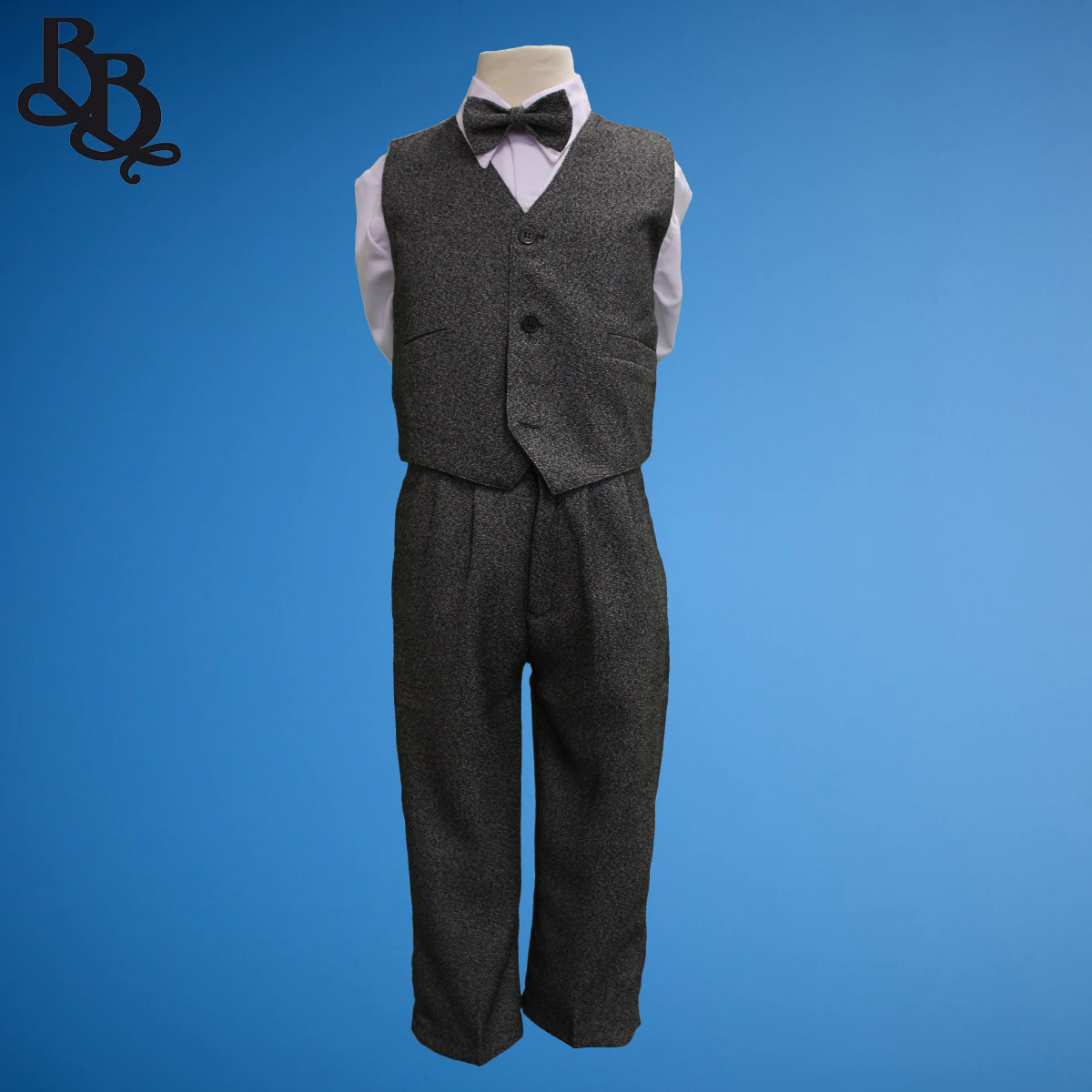 TT29 Vintage Linenlook Brown Grey Pageboy Vest Suit eBay