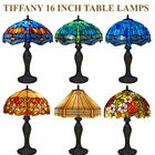 16-Inch Tiffany Style Table Lamp Handcrafted Stained Glass Bedside Light Desk UK