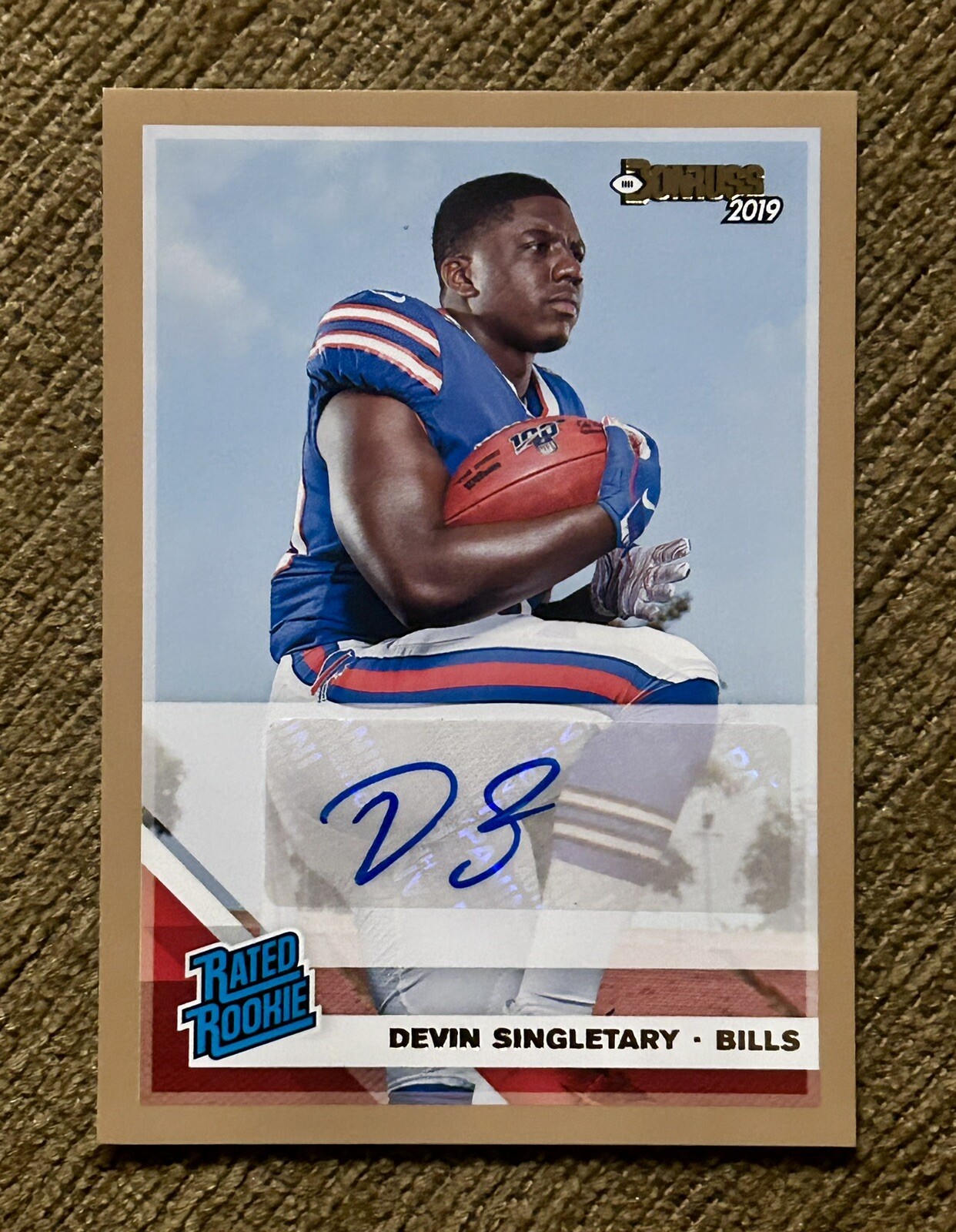DEVIN SINGLETARY 2019 DONRUSS RATED ROOKIE RC BRONZE SP AUTO BILLS GIANTS