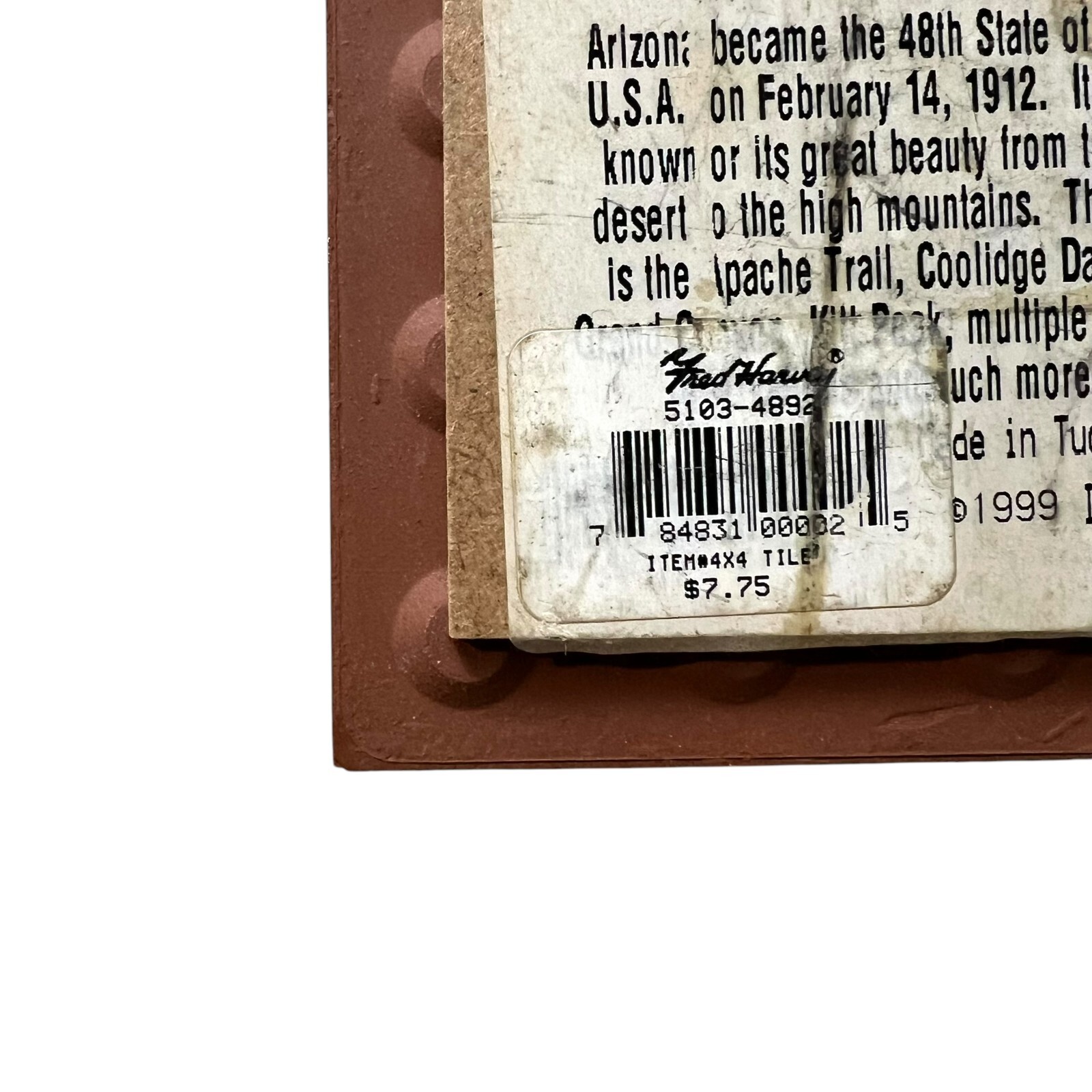 VTG 1999 Earthtones Arizona Ceramic Tile Southwest Decor Cactus Kokopelli 4x4