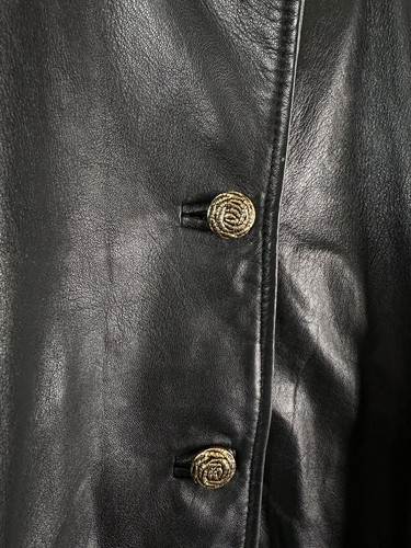 Women's Vintage 90s AMI Leather Blazer Jacket Black Size L - Picture 5 of 13