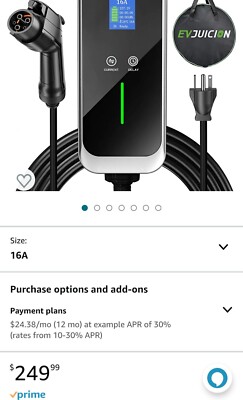 Evjuicion Level 2 EV Charger, 25ft Portable Electric Car Charger