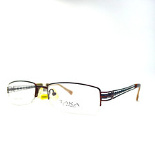 Taka T2625 BRB Brown Rectangular Half Rim Eyeglasses Frames 50[]17 135 mm A1