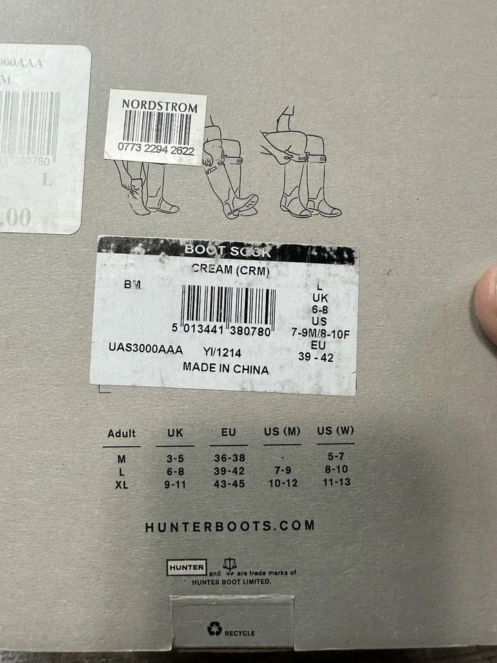 Calcetines bota Hunter 240499 crema talla L para mujer Foto 3 de 3