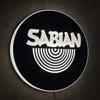 SABIAN CYMBOL DRUM Light up LED Wandschild Männerhöhle Musikinstrument AKUSTIK