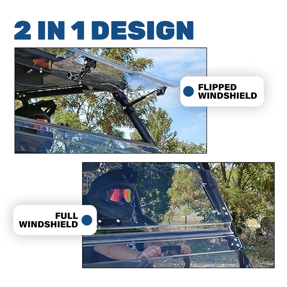 Para-brisa dobrável frontal 2 em 1 Kawasaki Teryx 750 800 12-15 - Imagem 3 de 4