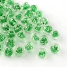 10 Glow In The Dark Glass Beads 10mm Lampwork Green Jewelry Making Supplies Set