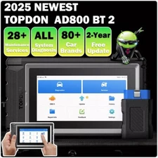 2025 TOPDON AD800BT 2 OBD2 Scanner Professional Auto Diagnostic Tool Key Coding 