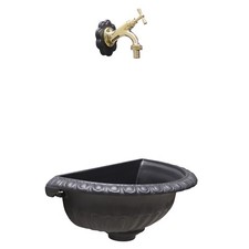 Fontana a muro Liberty con rubinetto in ottone lucido 303L per casa e giardino