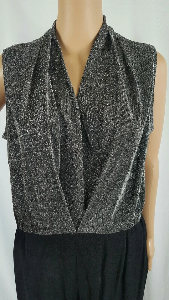 Mono de una pieza vintage años 80 para mujer plateado metálico brillo manga corta Foto 2 de 4