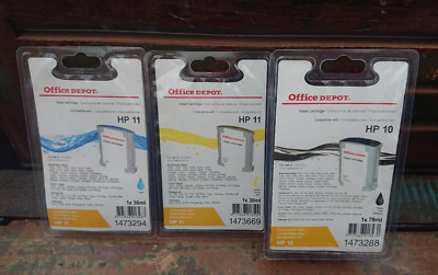 Office Depot HP 11 Cyan + HP11 Yellow + HP 10 Black Injet Patronen *NEU*