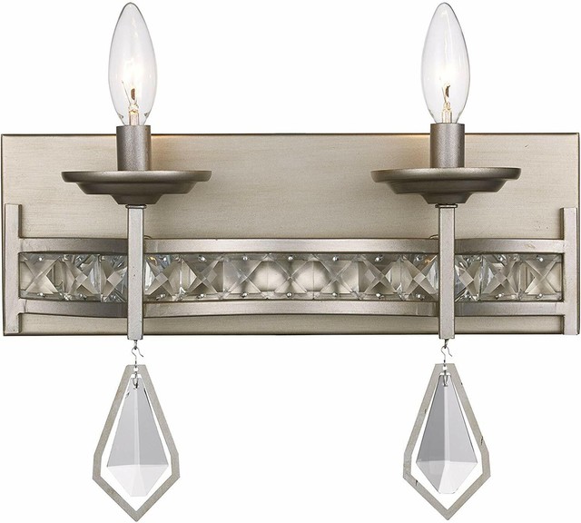 Antique Silver And Crystal 2 Light Vanity Bath Wall Orig $327 | eBay