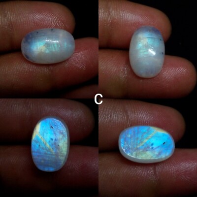 Fine Blue Fire Rainbow Moonstone Cabochon Oval Shape Loose Gemstone For Jewelry