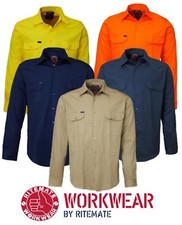RITEMATE - OPEN FRONT LONG SLEEVE MENS WORK SHIRT - RM1000