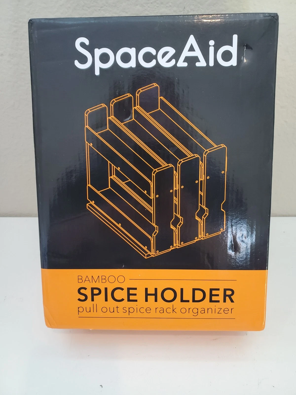 New SpaceAid Bamboo Pull Out Spice Holder, 7.6" wide, 3 Drawer, 2 Tier