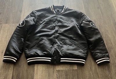 My Chemical Romance Bomber Jacket Adult Size XL Black Satin Snap Up Quilt Lined
