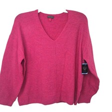 Vince Camuto Large Women's Pullover V-neck Paradox Pink Marled Sweater NWT 69