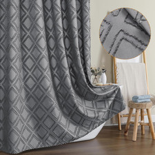 Boho Grey Shower Curtain Set, 36" W x 72" L, Lightweight Jacquard, 12 Hooks