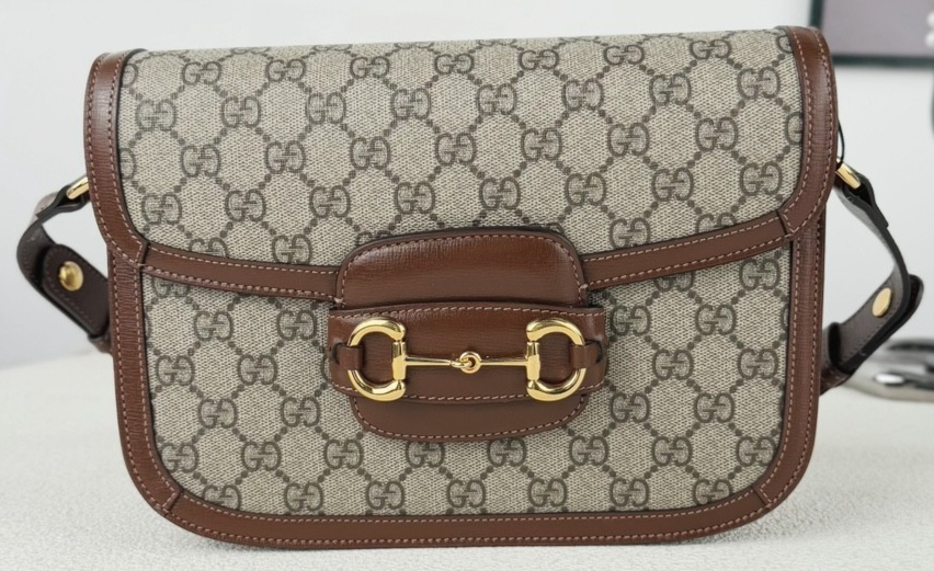 GUCCI 1955 Horsebit Medium GG Coated Canvas Shoulder Bag Like New