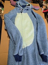Disney STITCH Adult Fluffy Zip Up Romper Small/CH Halloween COSTUME