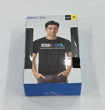 32 Degrees Cool Men's 3 Pack Short Sleeve Crew Neck Shirt, Black, Size S