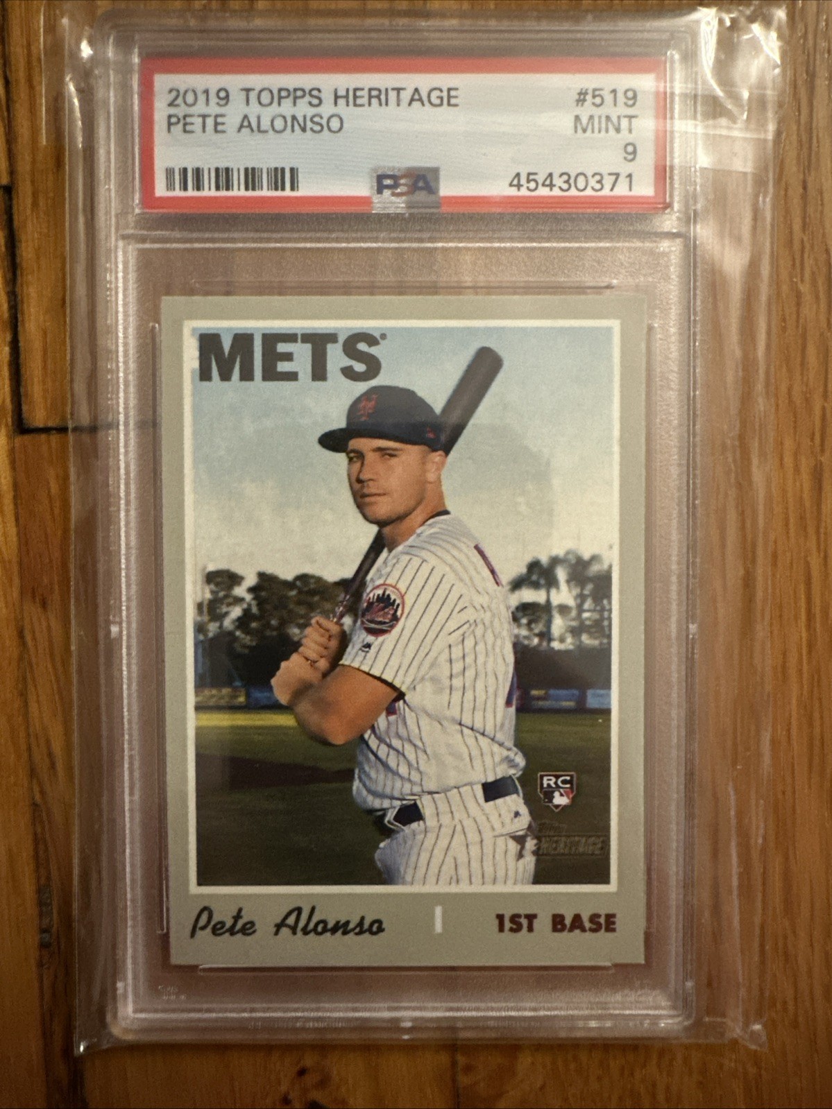 PSA 9 MINT PETE ALONSO 2019 TOPPS HERITAGE ROOKIE RC #519 NICE view 3