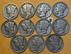 Mercury Dimes Lot of 11 90% Silver - 1940's  [S]