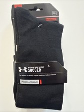 Under Armour Soccer Performance Socks Black Size L Mens Over the Calf 2 PAIRS