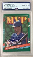 Rafael Palmeiro Signed 1990 Leaf #394 Baseball Card Texas Autograph PSA/DNA