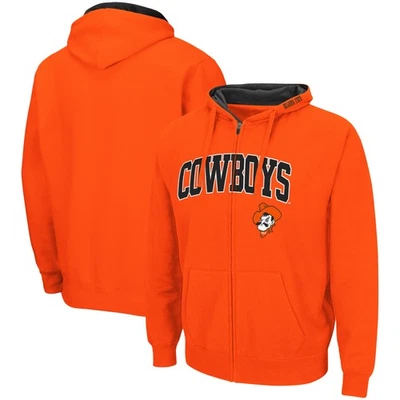 Men's Colosseum Orange Oklahoma State Cowboys Arch & Logo 3.0 Full-Zip Hoodie - Image 1 of 3