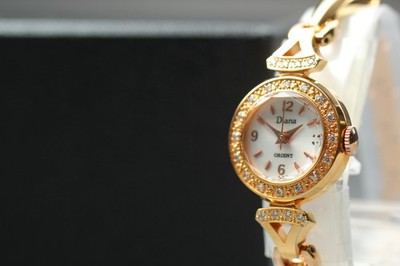 Vintage 2000s N MINT Orient Diana RP23-R0 Quartz Gold Diamond Womens Watch JAPAN