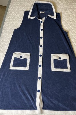 Atlantic-Pacific x LAKE Darcy Terry Cloth Dress Navy White XL Swim Pajamas Gown