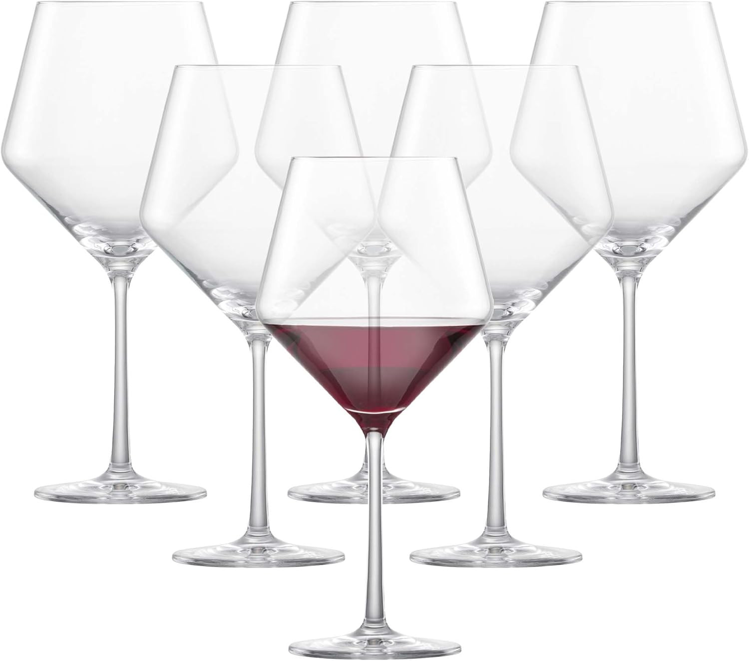 Pure Burgundy Red Wine Glass (Set of 6), Graceful Burgundy Glasses for Red Wine,