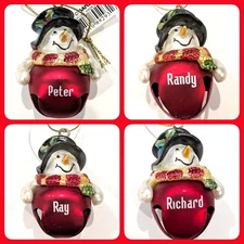 Ganz Jingle Bell Christmas Ornament Snowman Red Personalized Pick Name Boys