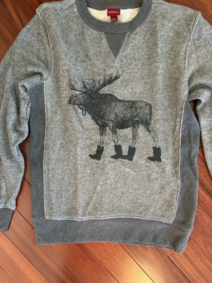 MERONA Women's Sweatshirt SZ S/P Gray Deer W Boots Meas. Bust 40 In Length 25 In - Image 3 of 4