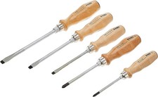 by Bondhus 07157 22155 Slotted & Phillips Wood Handle Screwdrivers Set of 5