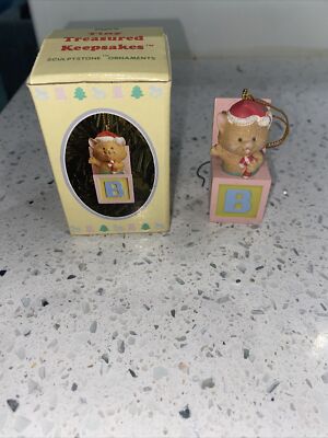 Russ Tiny Treasures Keepsakes Sculptstone Ornament Bear Baby