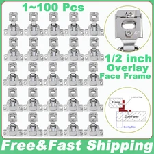 1/2" Overlay Soft Close Face Frame 105° Compact Door Cabinet Hinges Handware Lot