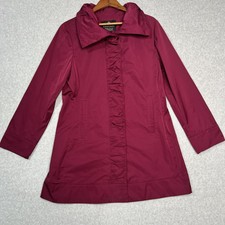 Rainforest Packable Travel Hooded Windbreaker Womens Large Burgundy Maroon  Read