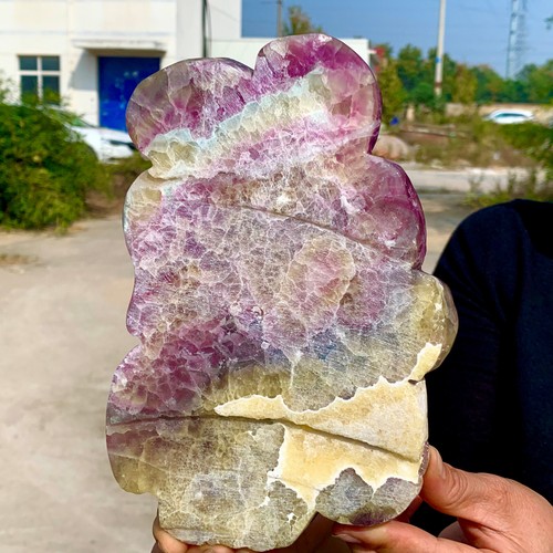 4.01LB Natural purple fluorite cube hand carved lizard crystal sample - Picture 21 of 23