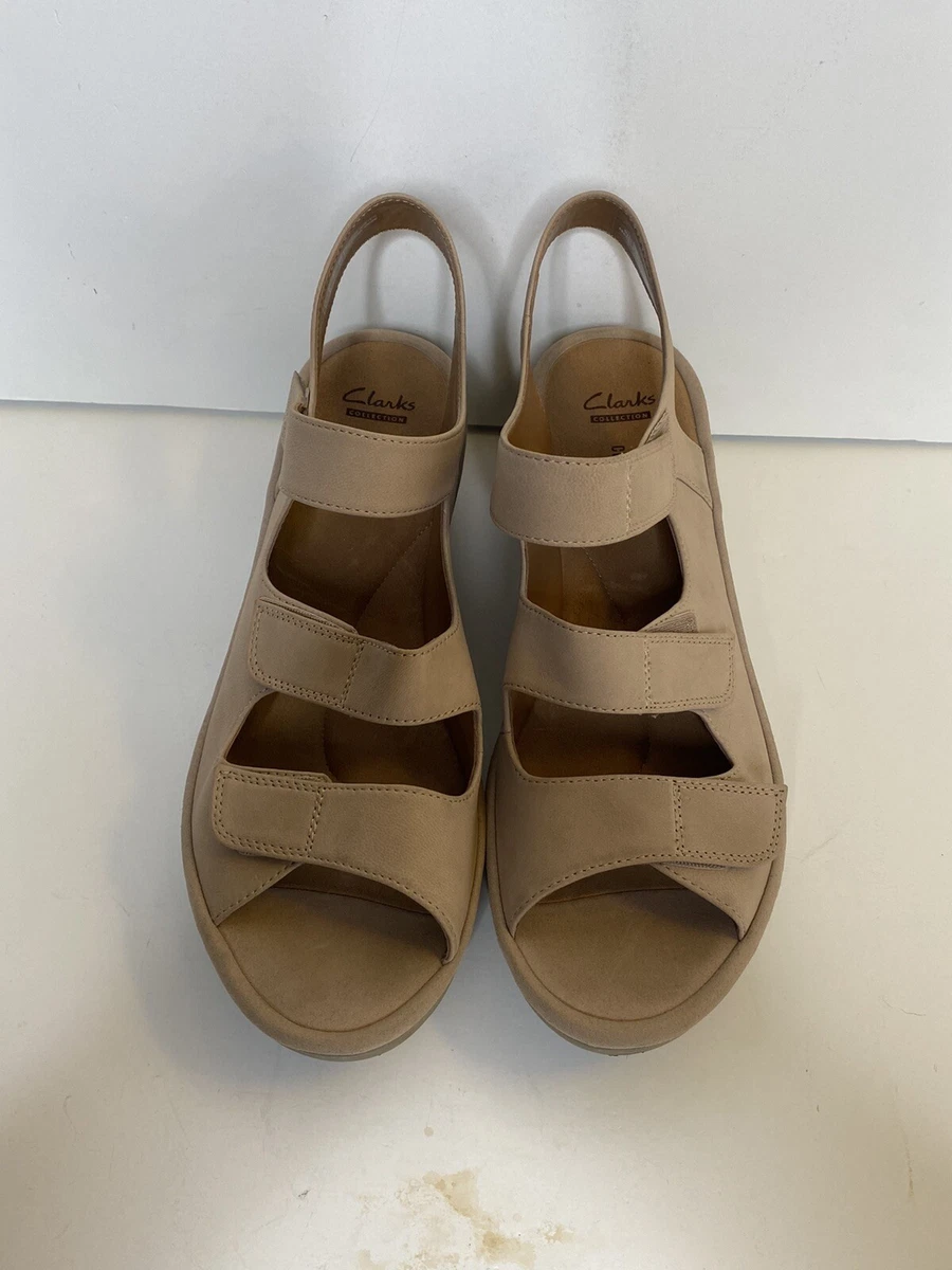 Women s Clark s Collection Soft Cushion Juno Mid Heel Wedge Sandals Size 11