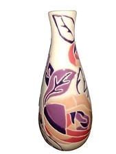 Vintage Retro Colorful Rose Flower Hand Painted Studio Art Pottery Floral Vase