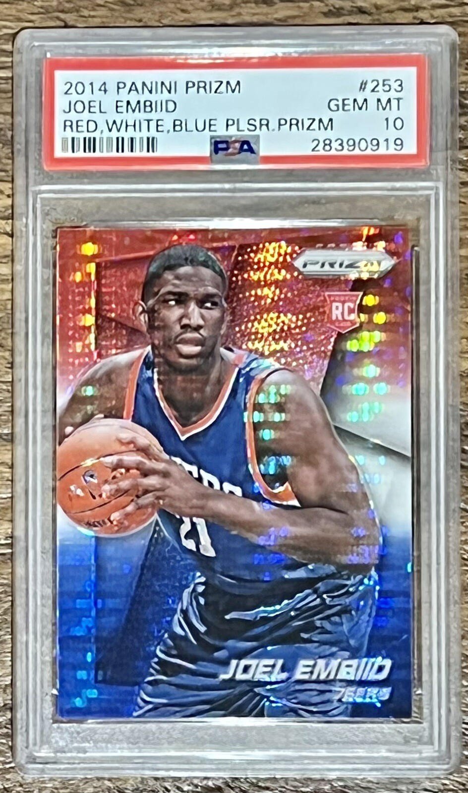 2014 Panini Prizm #253 Joel Embiid RC - RWB Pulsar - PSA10 - GEM MINT