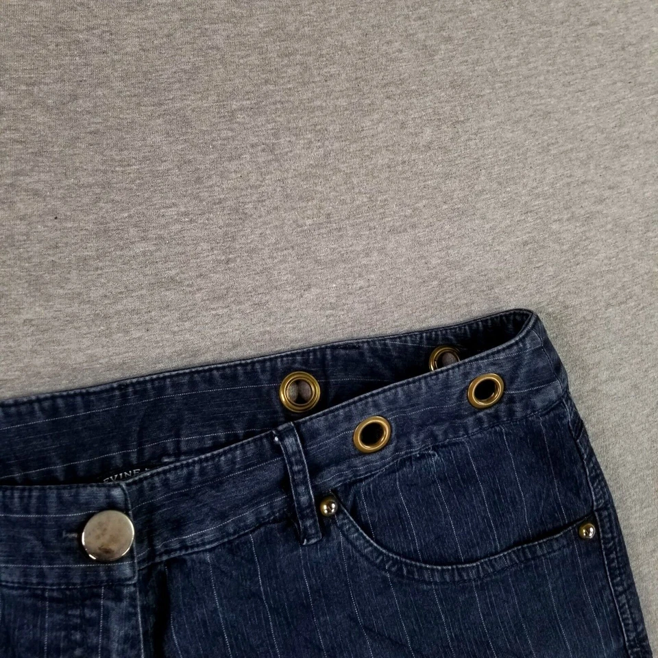 Larry Levine Jeans Size 14 Dark Wash Striped Capri Shorts - Image 3 of 4