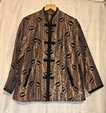 Man Hing New Without Tags Brown Patterned Oriental Jacket With Pockets Size L