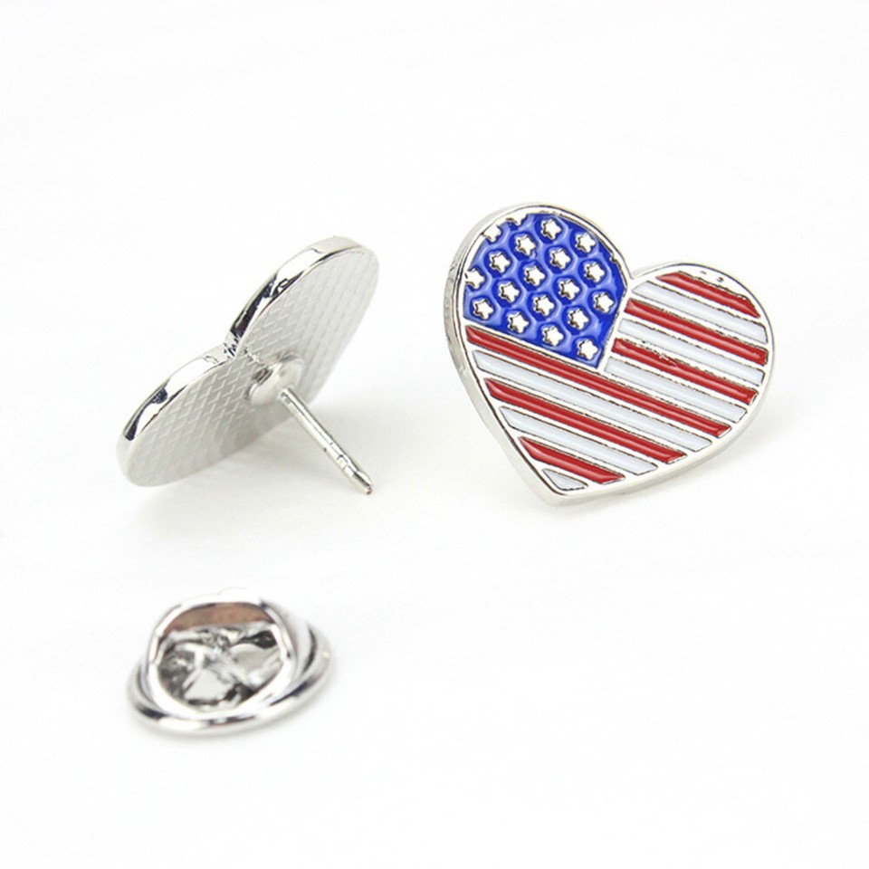 6 Pcs United States Badge Banner Heart Shaped Lapel Pin Fashion eBay